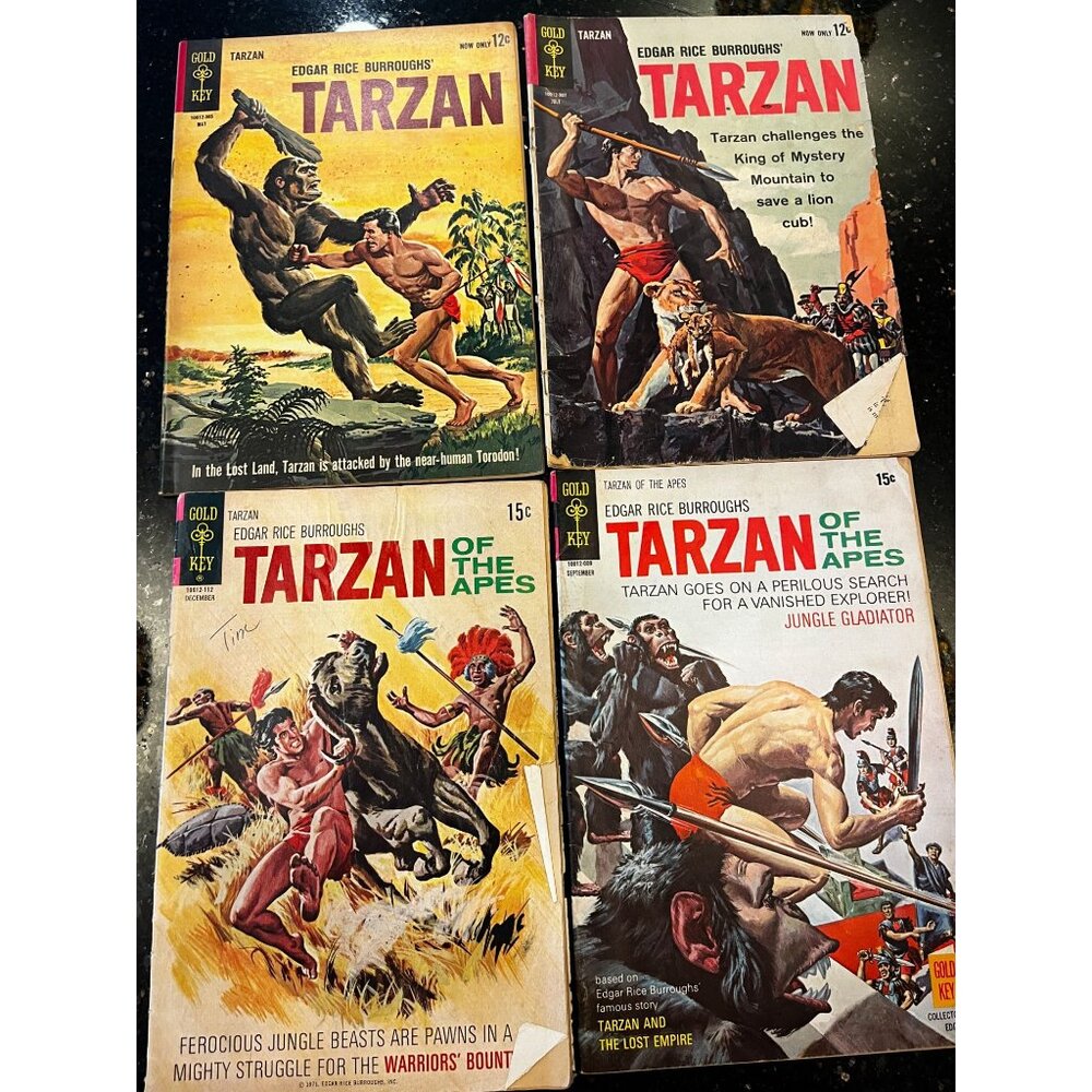 Lot 4 Edgar Rice Burroughs TARZAN OF THE APES #135 136 195 205 SILVER AGE GOLD K
